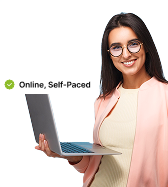 Child care professional holding a laptop
